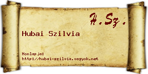 Hubai Szilvia névjegykártya